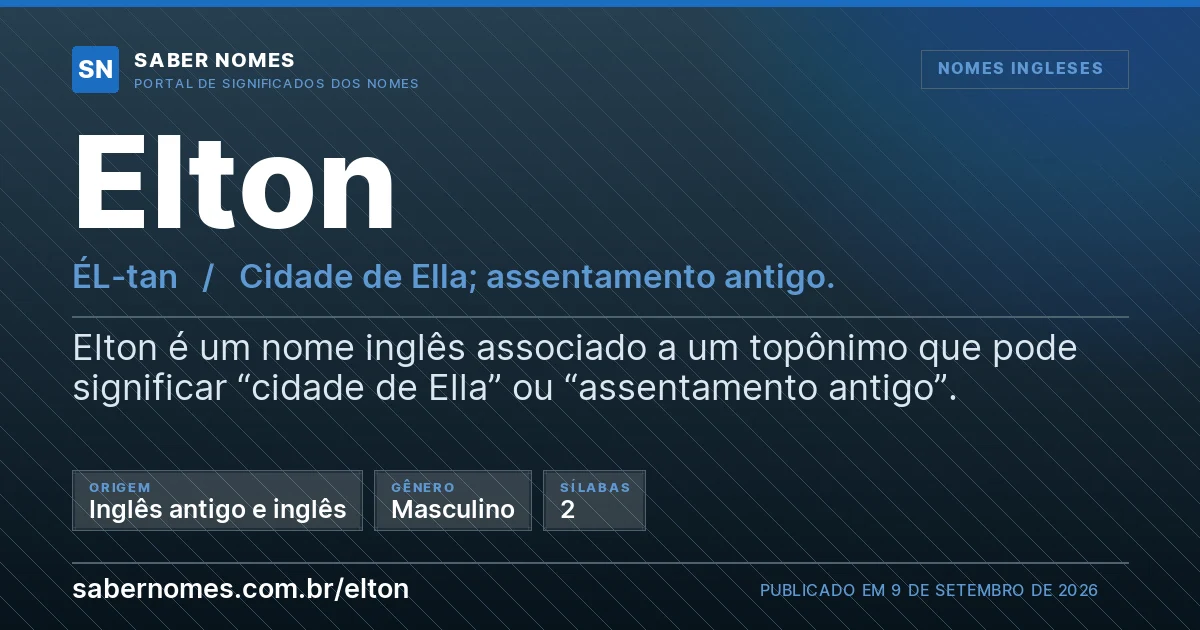 Imagem com o significado do nome Elton