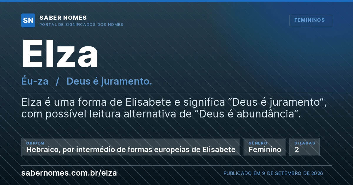 Imagem com o significado do nome Elza