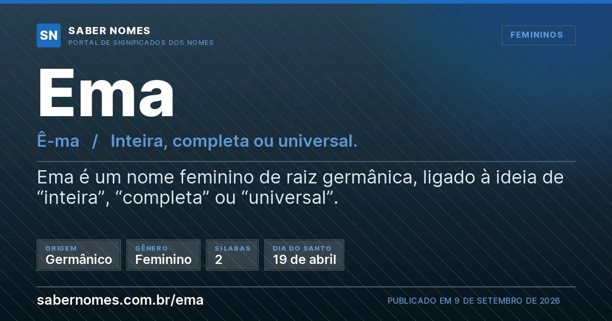 Imagem com o significado do nome Ema