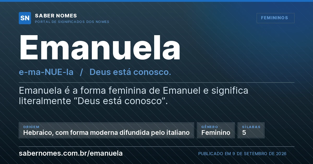 Imagem com o significado do nome Emanuela