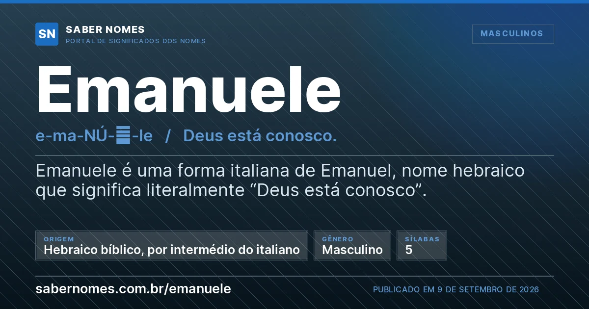 Imagem com o significado do nome Emanuele