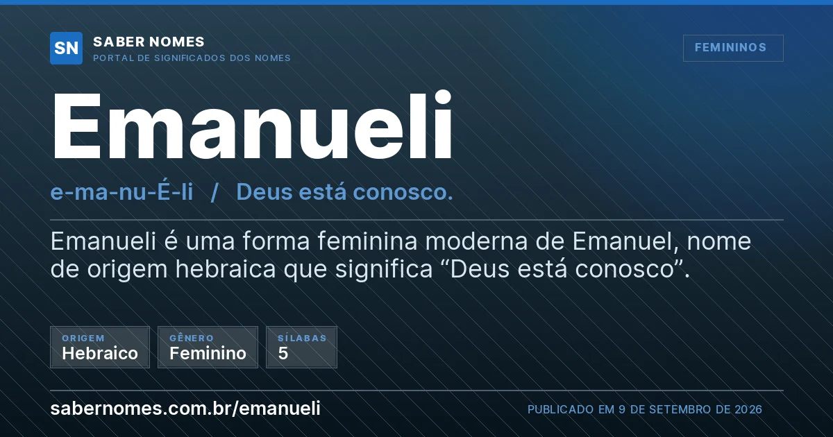 Imagem com o significado do nome Emanueli
