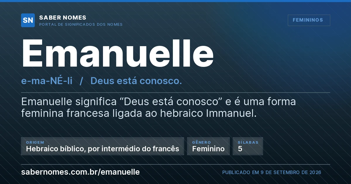 Imagem com o significado do nome Emanuelle