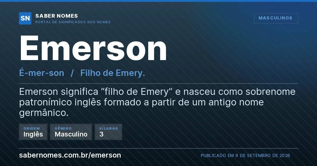 Imagem com o significado do nome Emerson