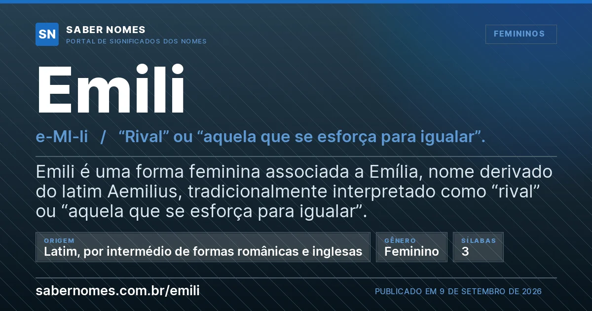 Imagem com o significado do nome Emili