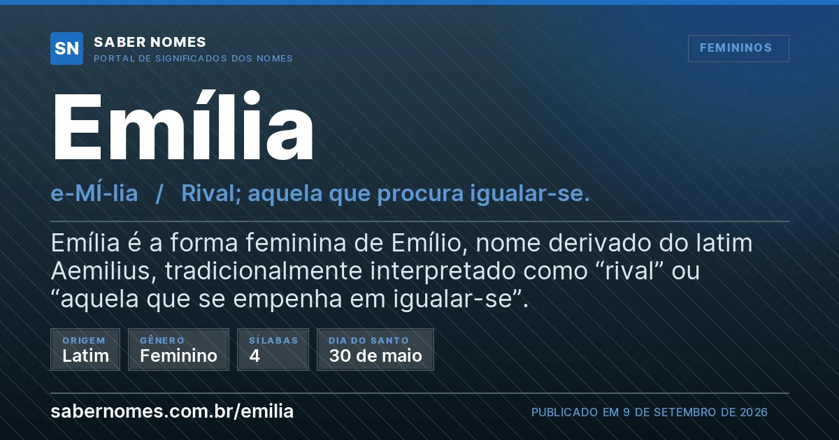 Imagem com o significado do nome Emília
