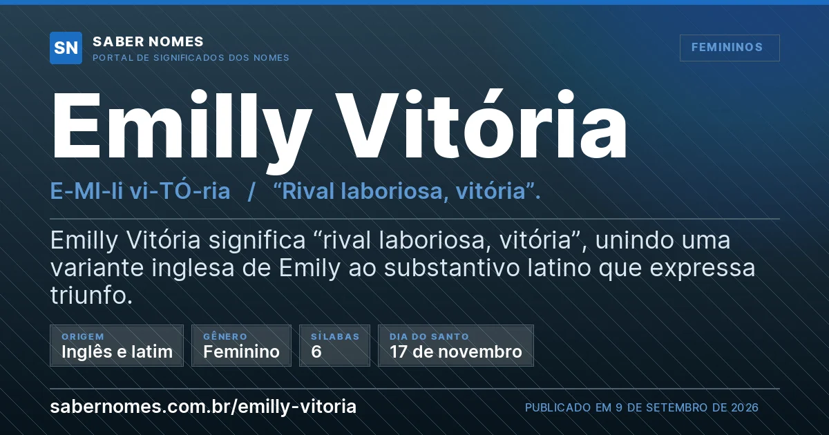 Imagem com o significado do nome Emilly Vitória