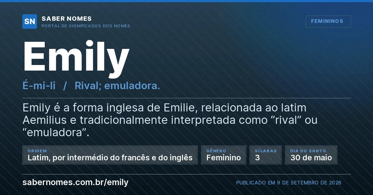 Imagem com o significado do nome Emily