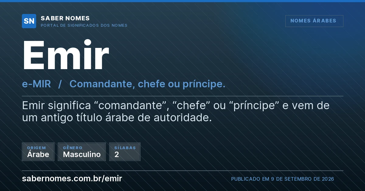 Imagem com o significado do nome Emir