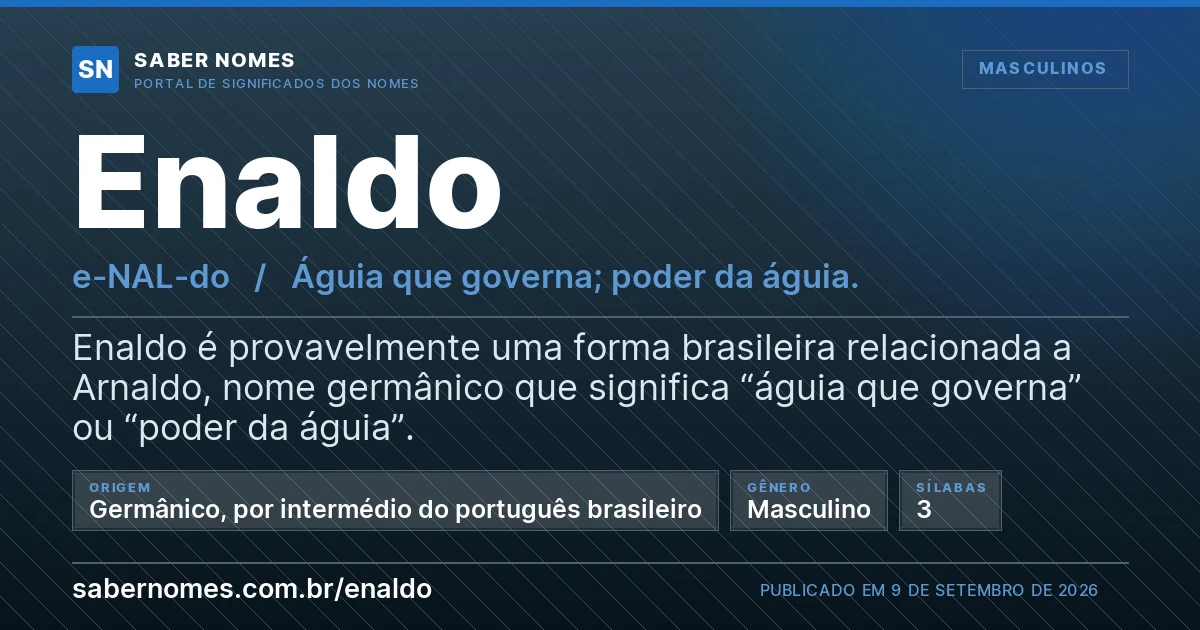 Imagem com o significado do nome Enaldo