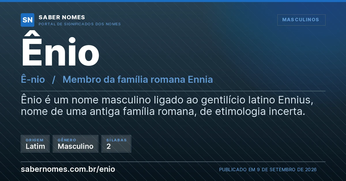 Imagem com o significado do nome Ênio