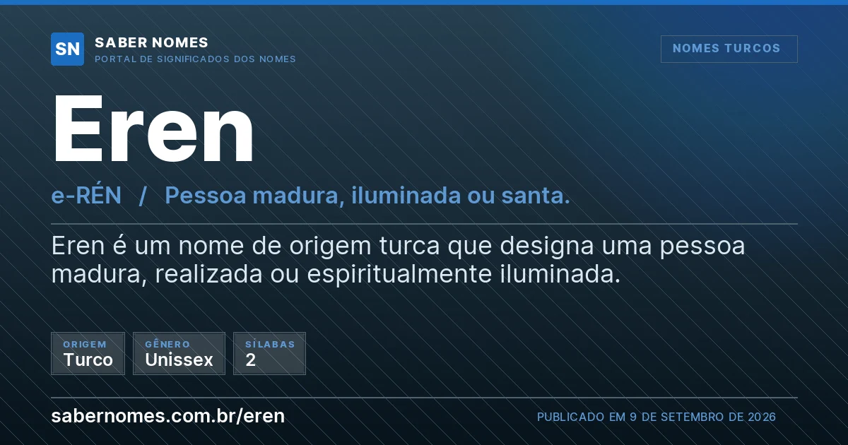 Imagem com o significado do nome Eren