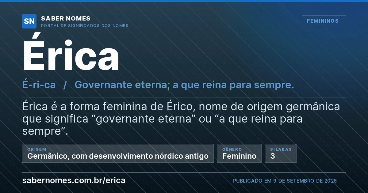 Imagem com o significado do nome Érica