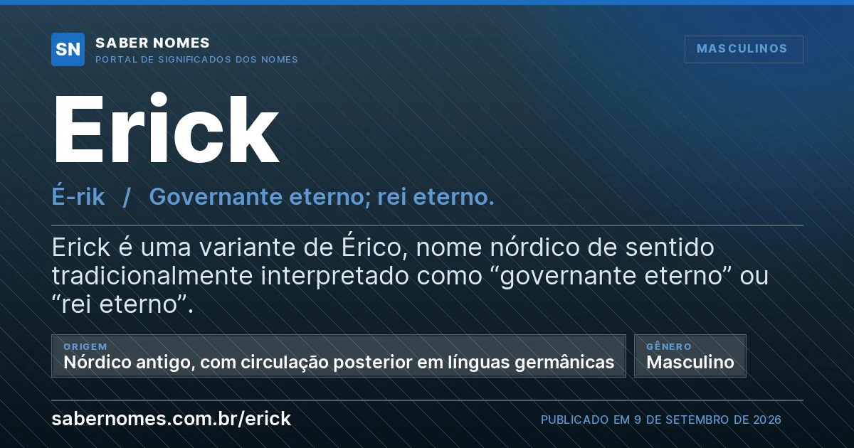 Imagem com o significado do nome Erick