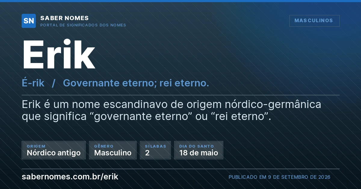 Imagem com o significado do nome Erik