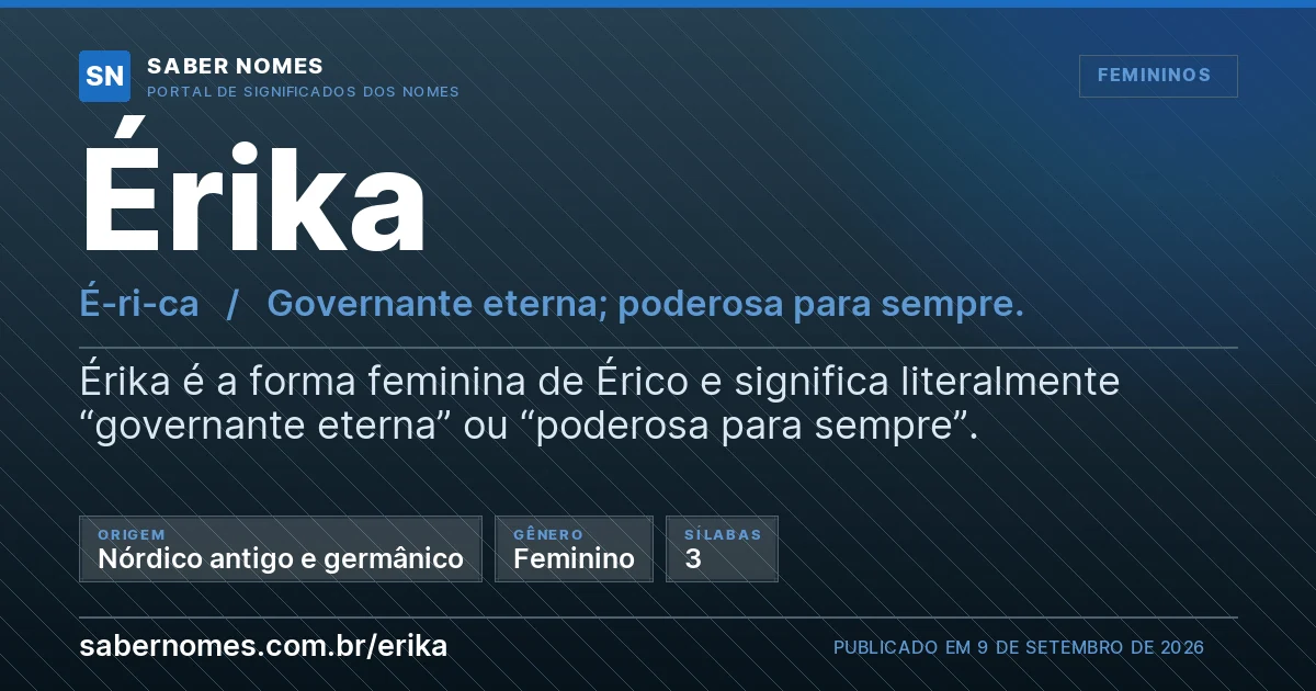 Imagem com o significado do nome Érika