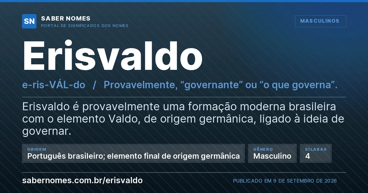 Imagem com o significado do nome Erisvaldo