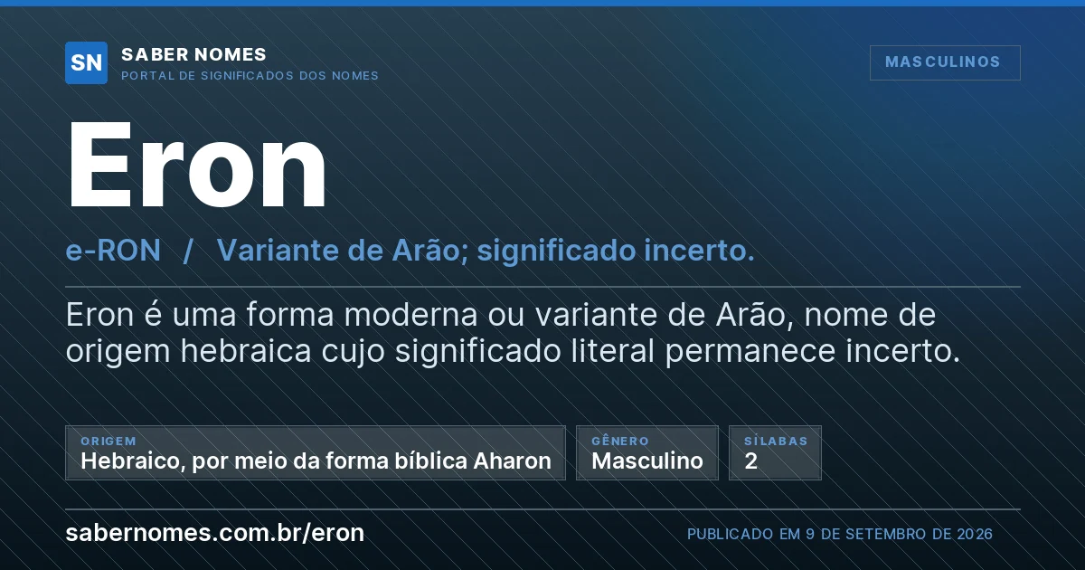 Imagem com o significado do nome Eron