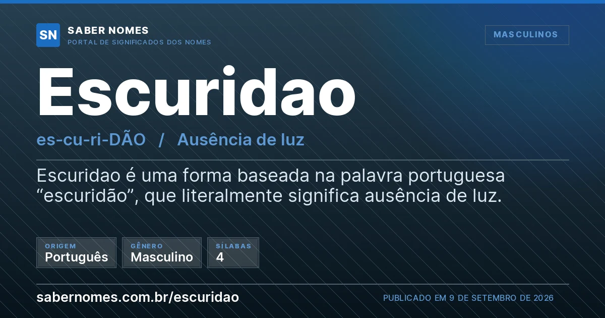 Imagem com o significado do nome Escuridao