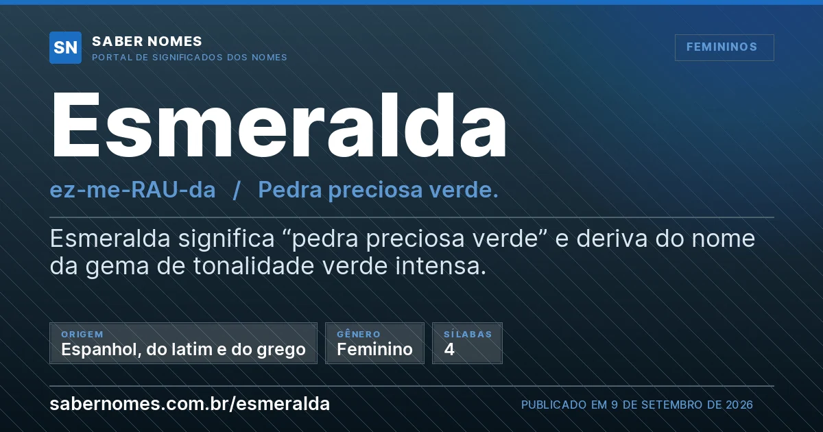 Imagem com o significado do nome Esmeralda