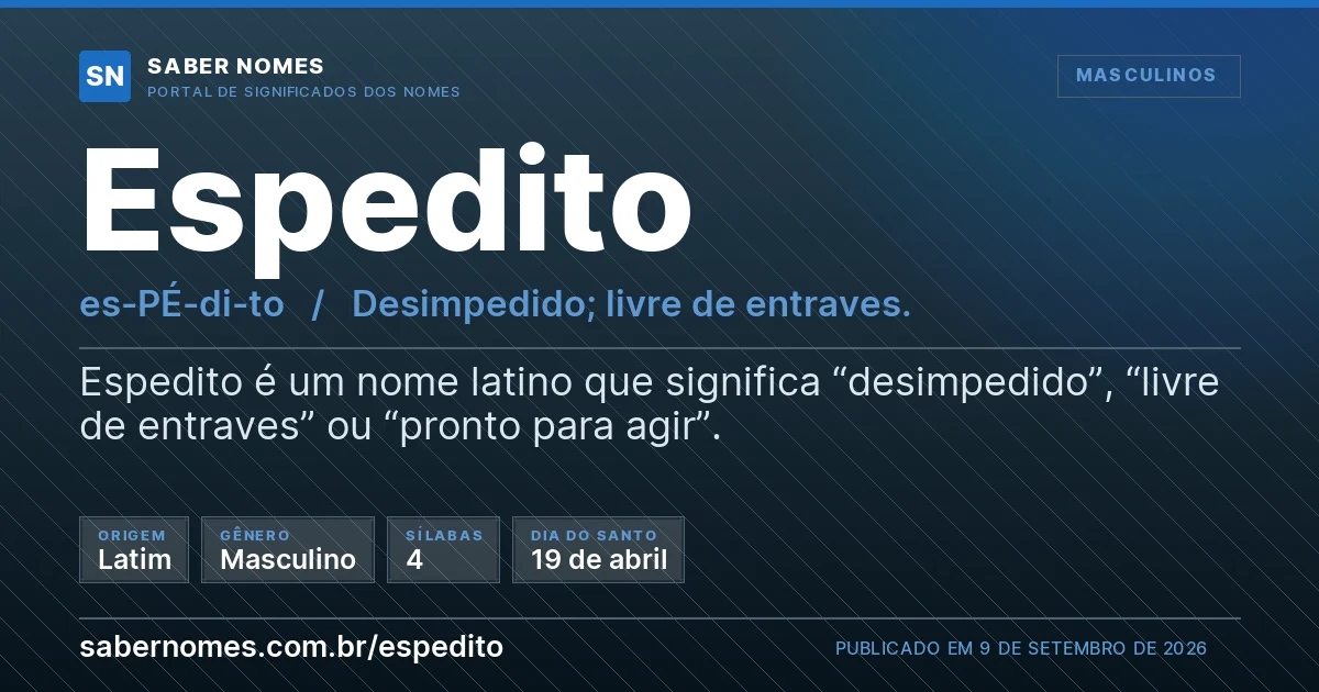 Imagem com o significado do nome Espedito