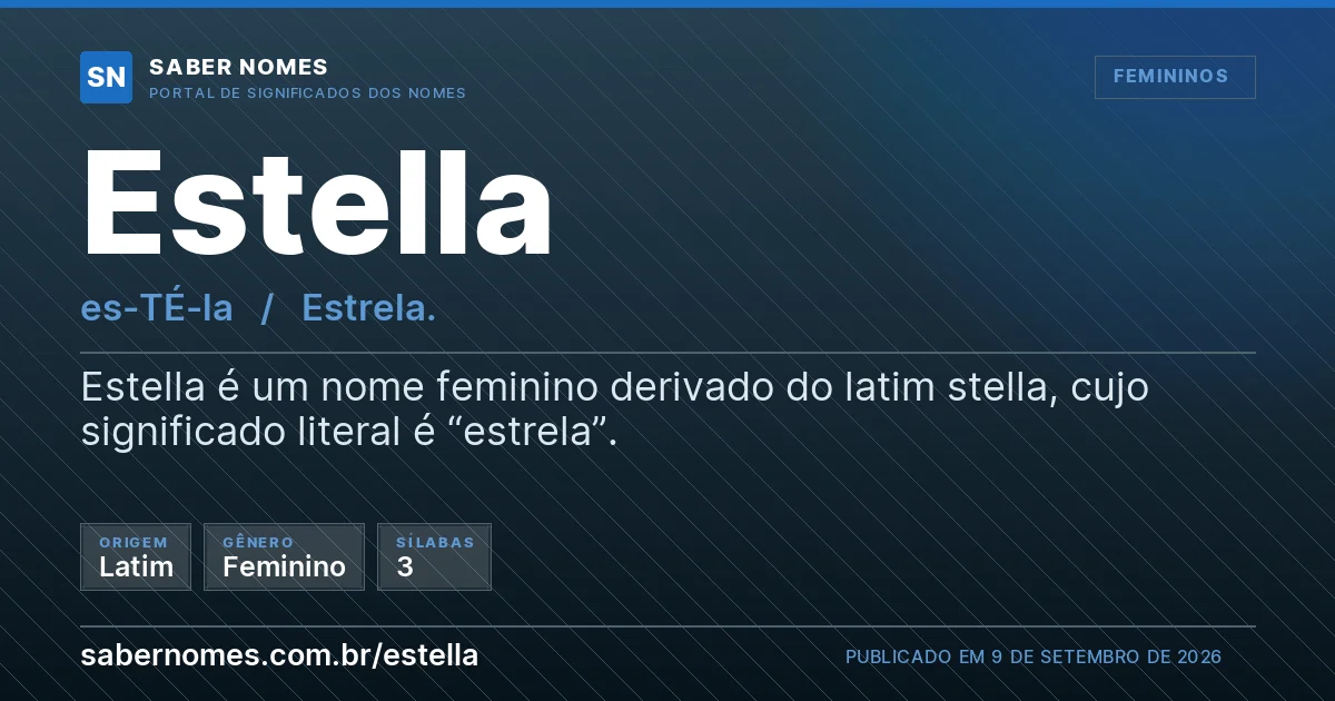 Imagem com o significado do nome Estella