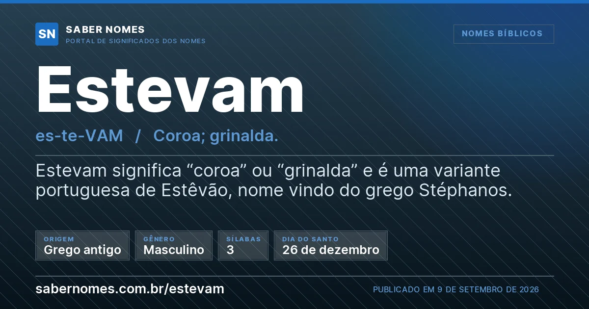 Imagem com o significado do nome Estevam