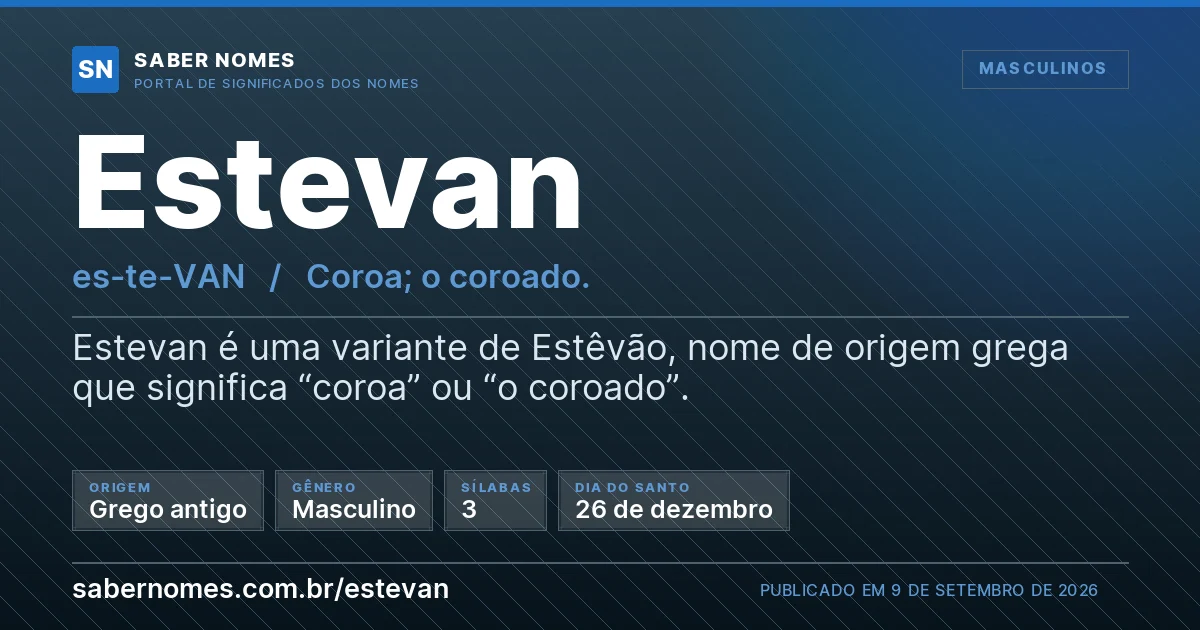 Imagem com o significado do nome Estevan