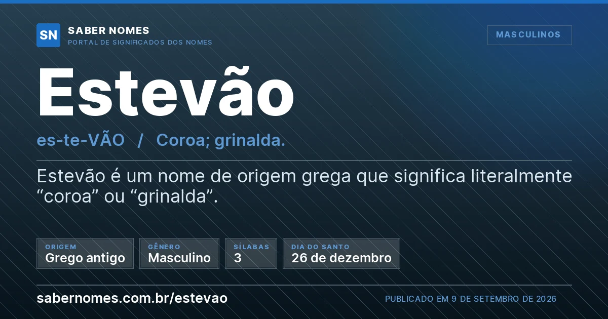 Imagem com o significado do nome Estevão