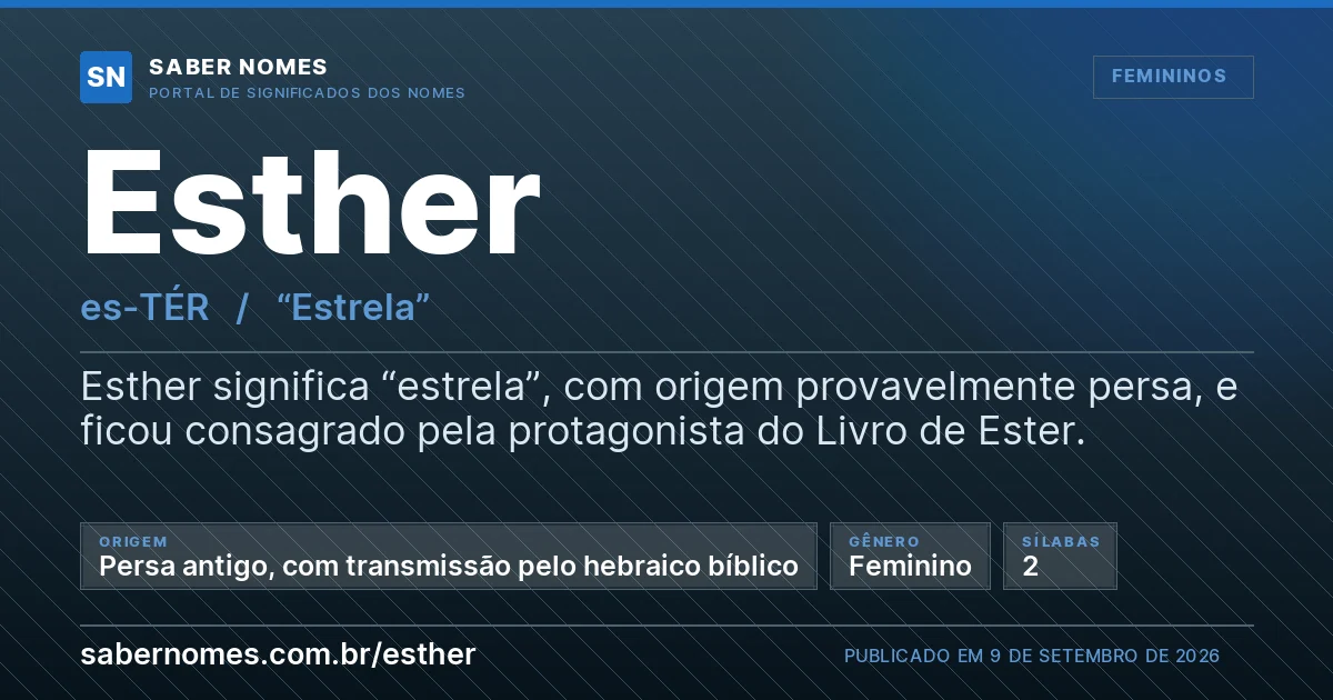 Imagem com o significado do nome Esther