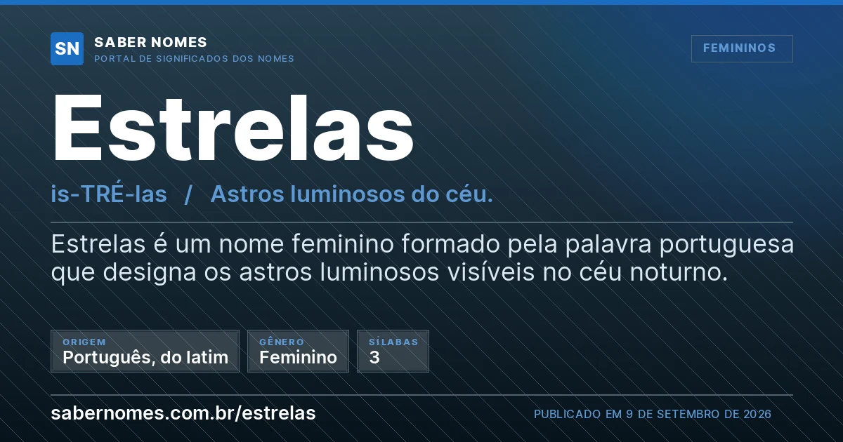 Imagem com o significado do nome Estrelas
