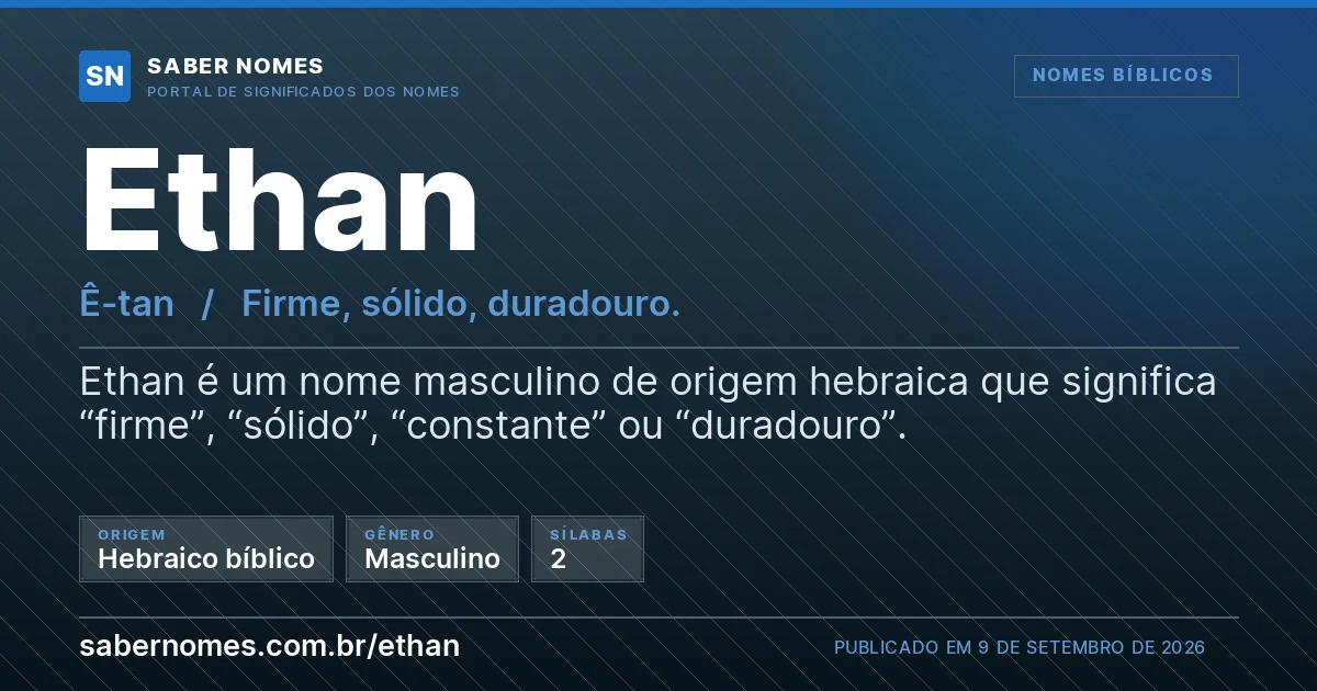 Imagem com o significado do nome Ethan