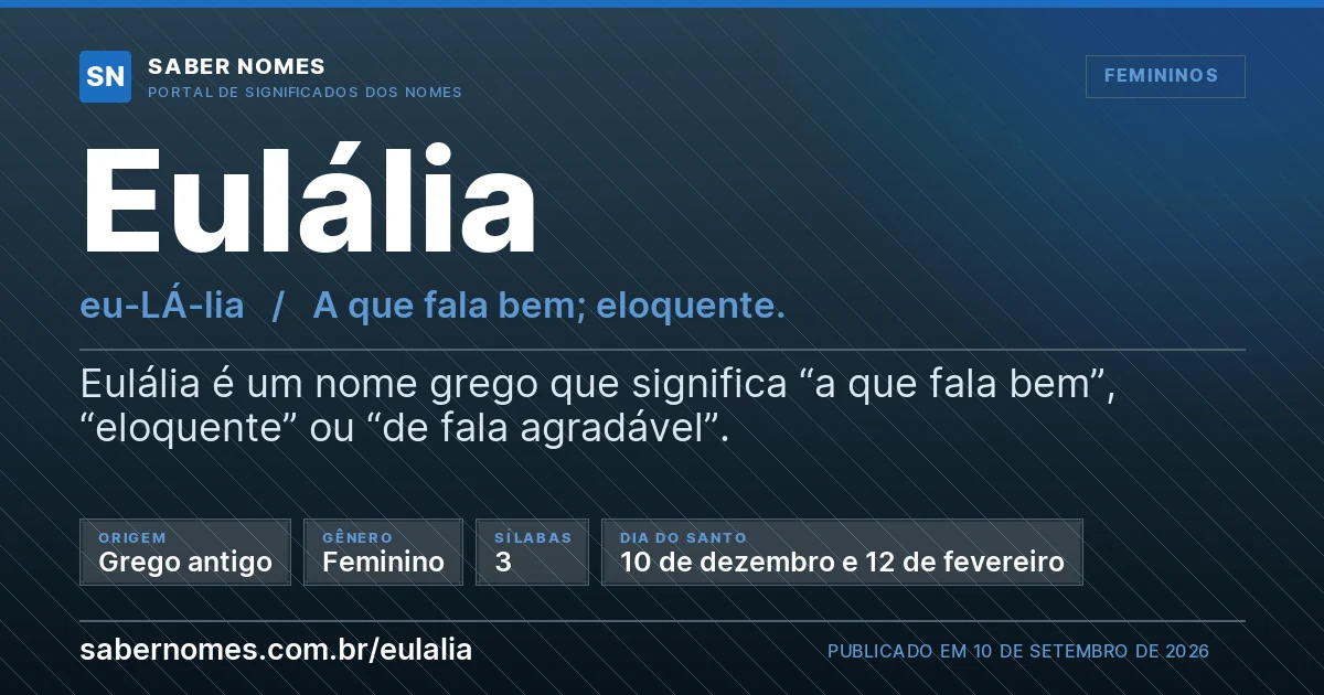 Imagem com o significado do nome Eulália