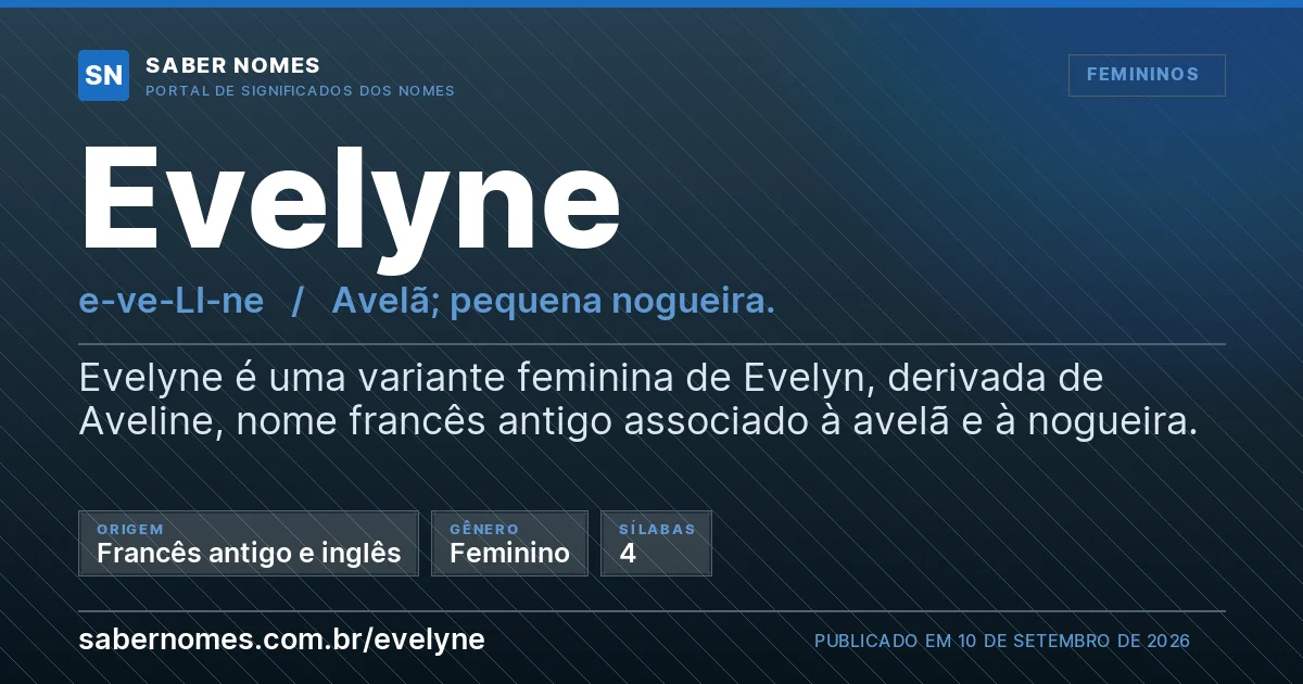 Imagem com o significado do nome Evelyne
