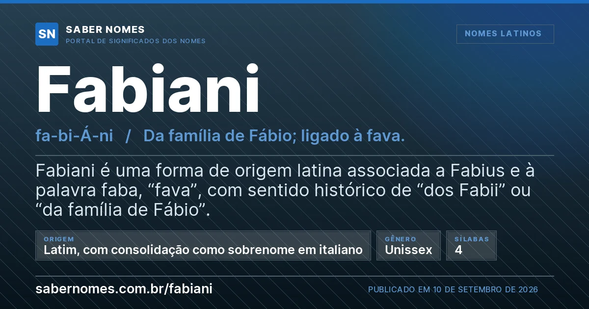 Imagem com o significado do nome Fabiani