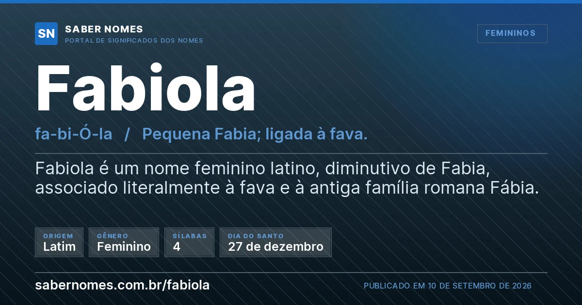 Imagem com o significado do nome Fabiola