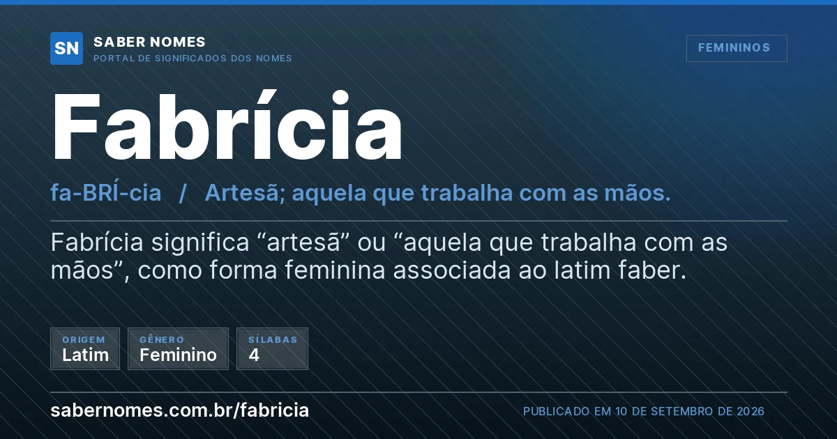 Imagem com o significado do nome Fabrícia