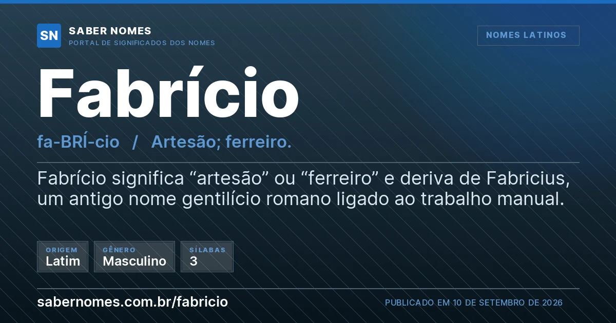 Imagem com o significado do nome Fabrício