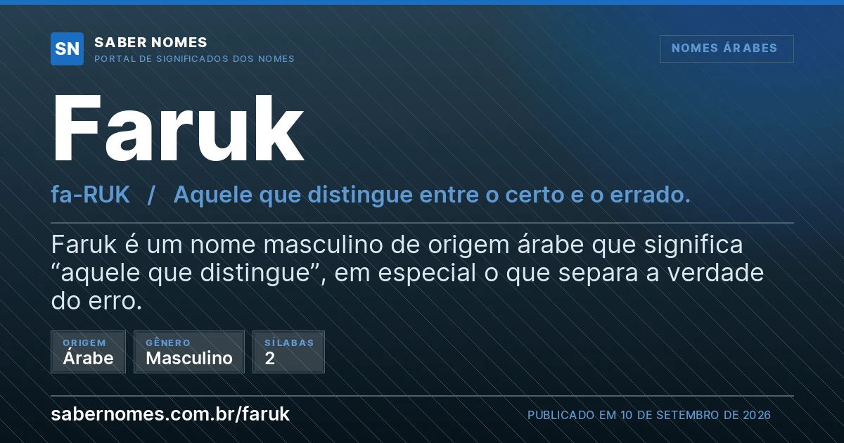 Imagem com o significado do nome Faruk
