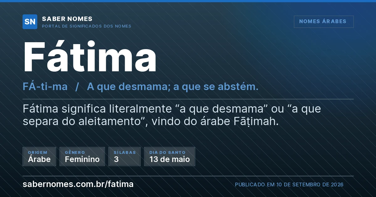 Imagem com o significado do nome Fátima