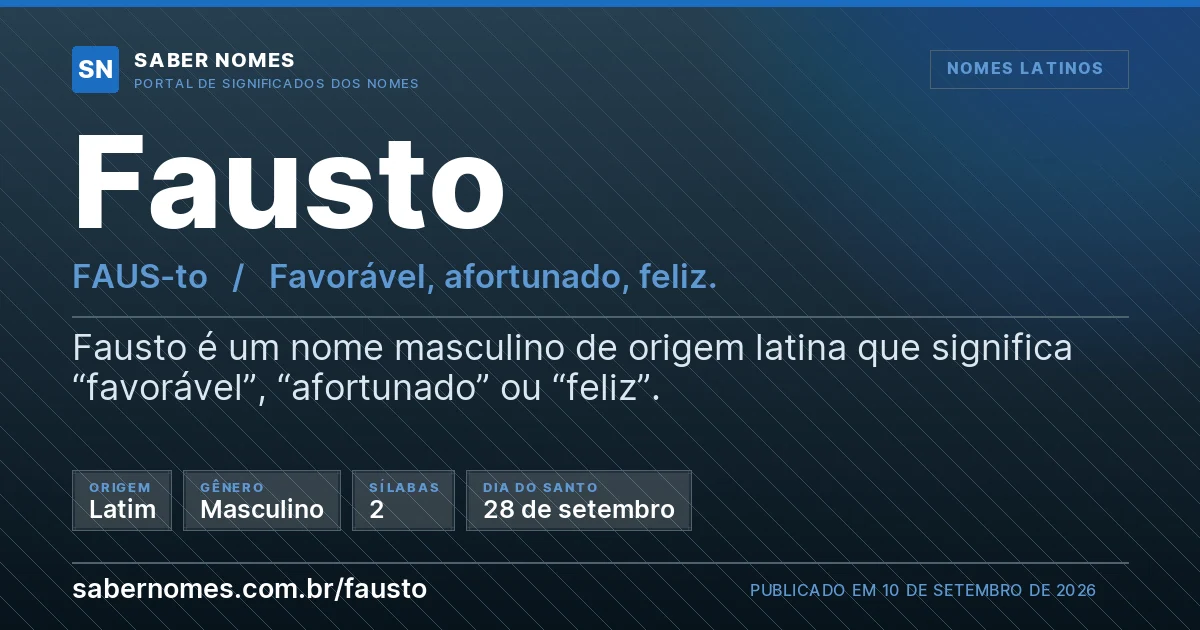 Imagem com o significado do nome Fausto