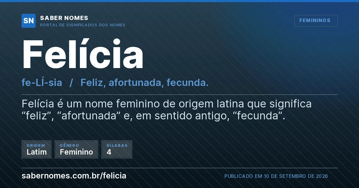 Imagem com o significado do nome Felícia