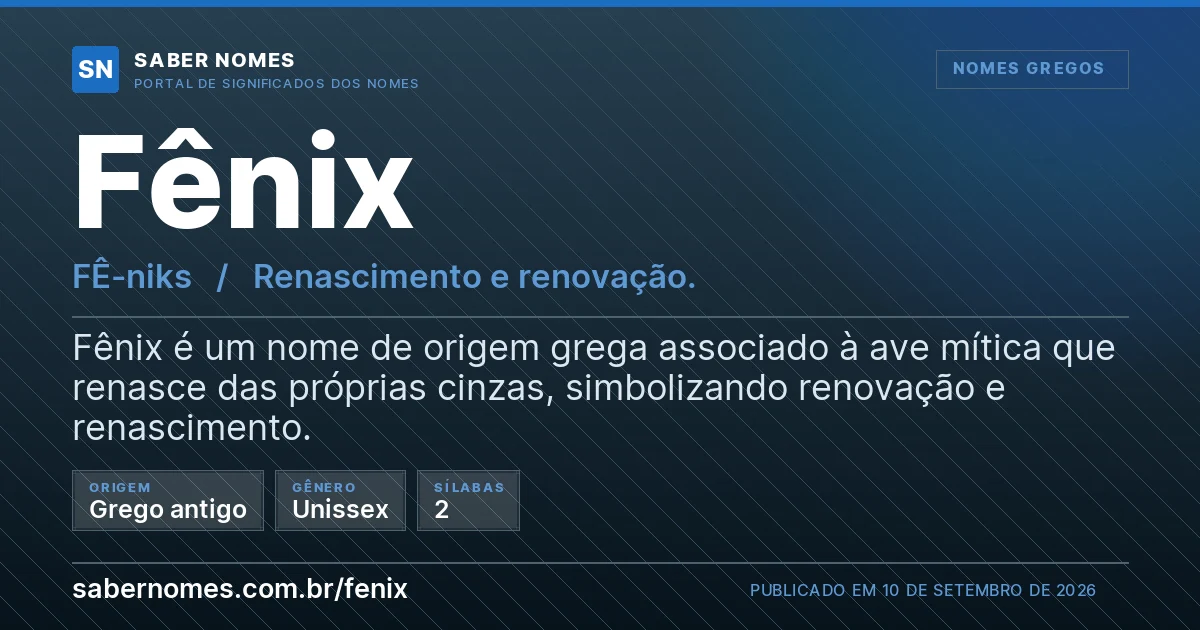 Imagem com o significado do nome Fênix