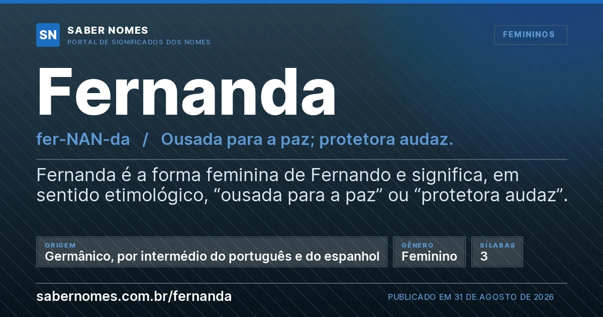 Imagem com o significado do nome Fernanda