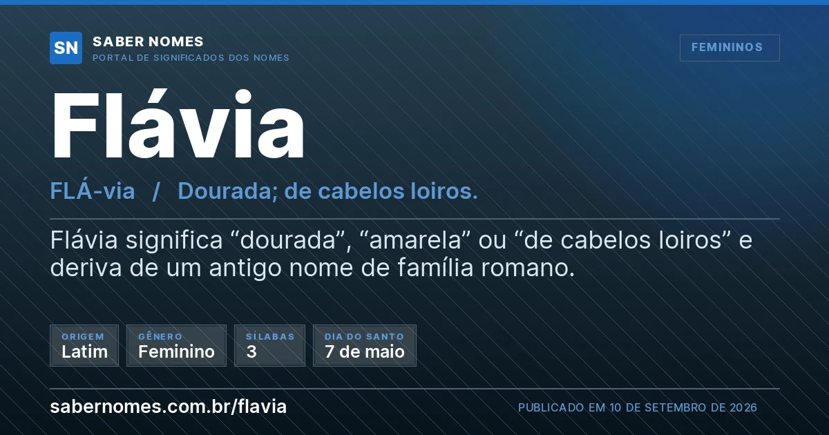 Imagem com o significado do nome Flávia