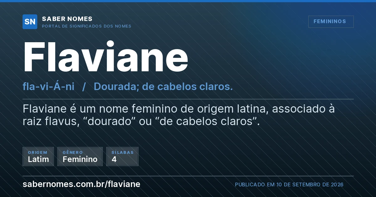 Imagem com o significado do nome Flaviane