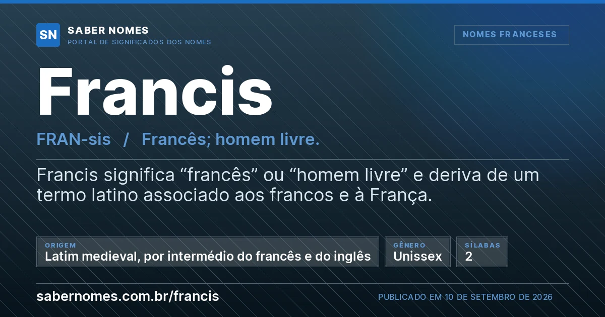 Imagem com o significado do nome Francis