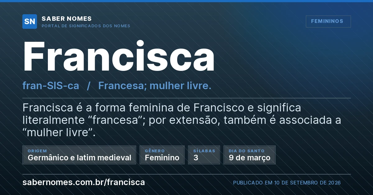 Imagem com o significado do nome Francisca