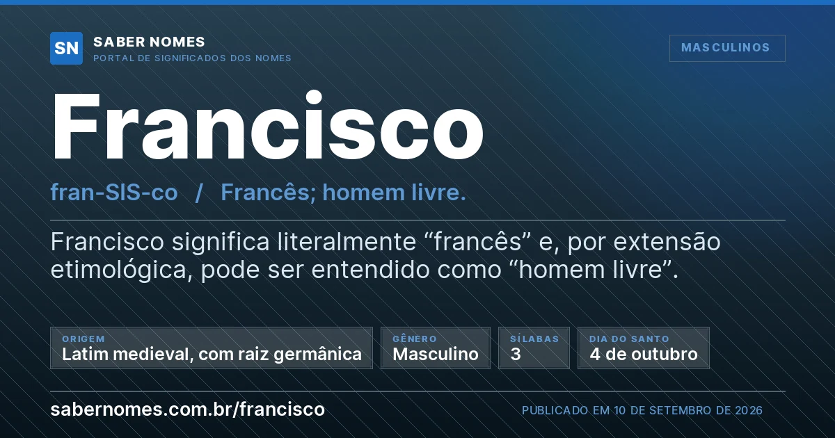 Imagem com o significado do nome Francisco