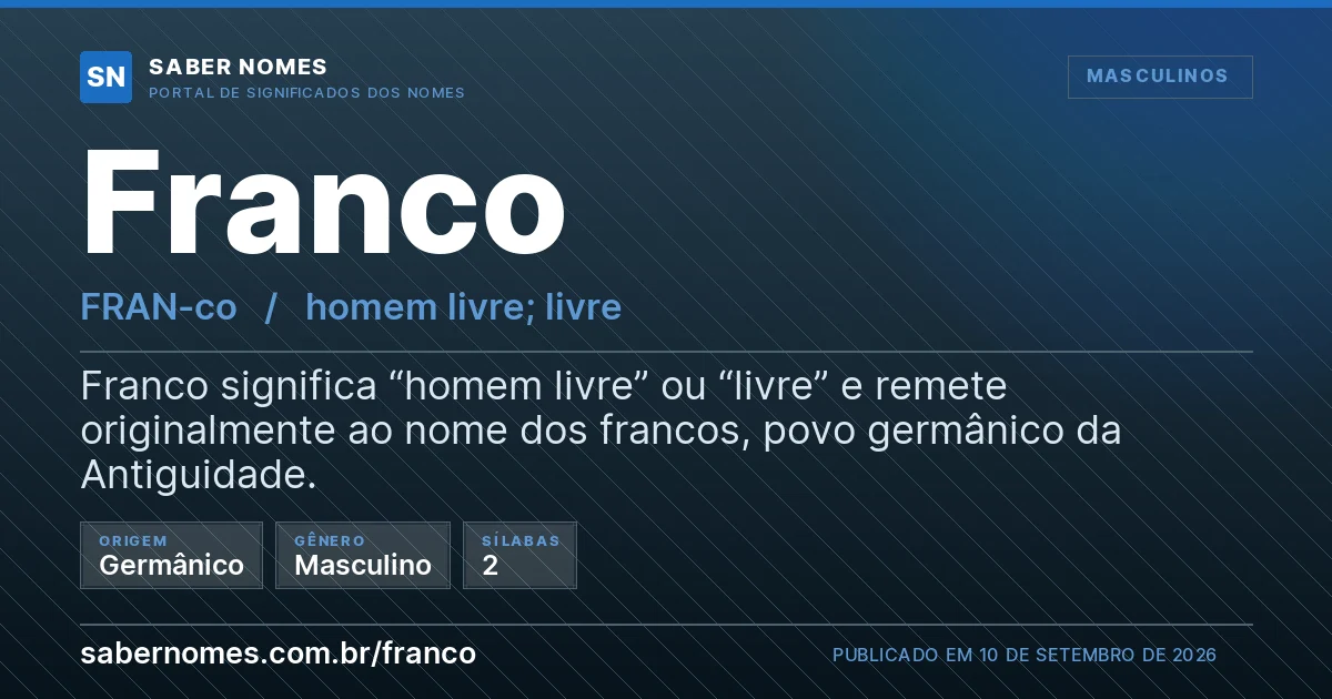 Imagem com o significado do nome Franco